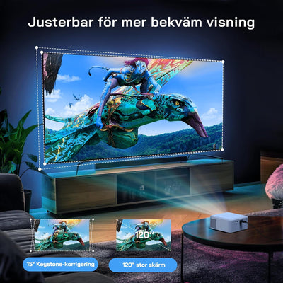 WOLFANG Mini Beamer mit Stativ, Full HD 1080P Unterstützt Beamer Handy Tragbarer, Outdoor Beamer Hei