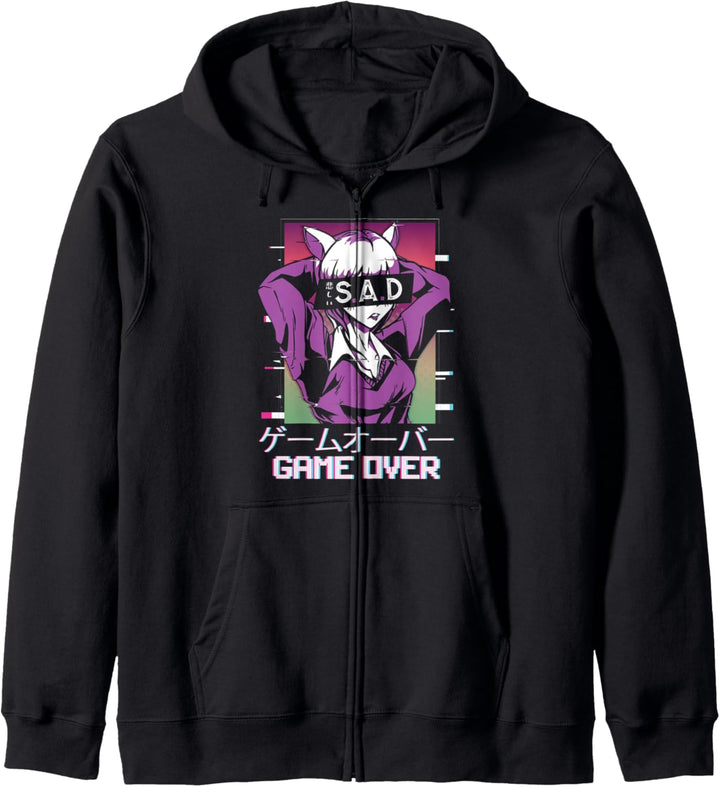 Game Over Japan Ästhetisch Sad Anime Vaporwave Kapuzenjacke