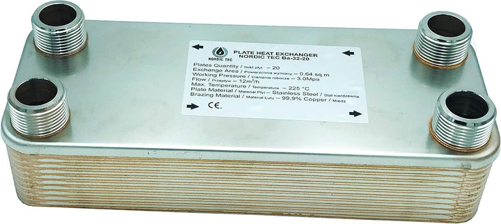 Edelstahl Plattenwärmetauscher Nordic Tec Ba-32-20 20 Platten 125kW 1”