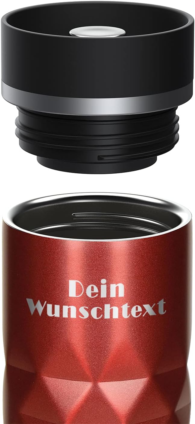 Edelstahl Thermobecher personalisiert – 100% auslaufsicherer & thermoisolierter Kaffeebecher – 450 m