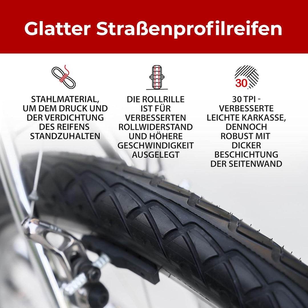 Fincci Fahrradreifen 26 x 2,125 Zoll 54-559 Fahrradmantel Faltbar Slick Reifen mit Autoventil Schlau