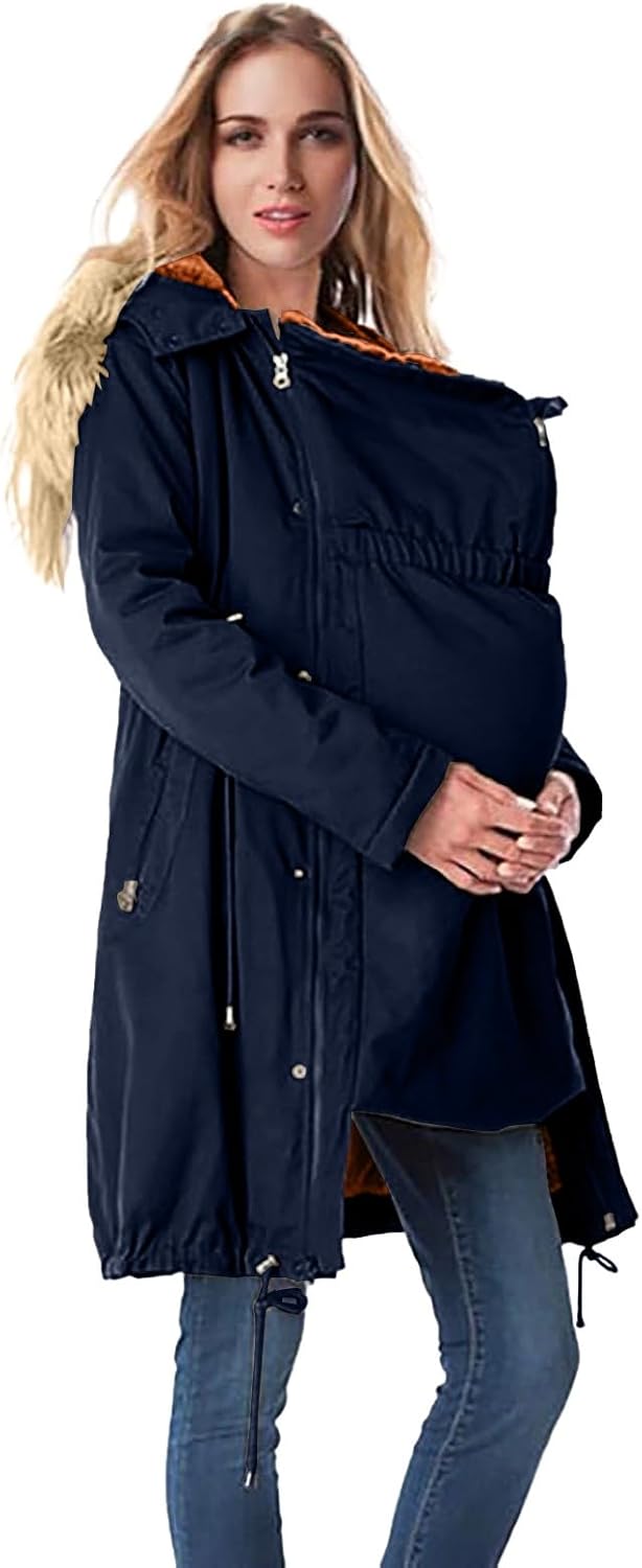 Jackenerweiterung damen Umstandsjacke Mit Babyeinsatz Umstands Baumwolljacke 3 In 1 Knielanger Trage