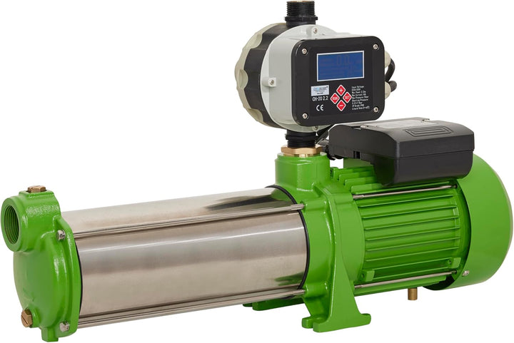 Kreiselpumpe 1,5 Kw Edelstahl 8400 L/h, 8,5 Bar mit einstellb. elektr. Druckschalter Gartenpumpe