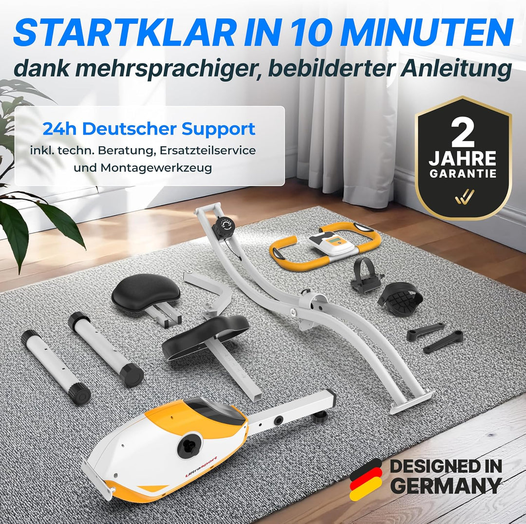 Ultrasport F-Bike, Faltbarer Heimtrainer, Hometrainer mit LCD Trainingscomputer,8 Widerstandstufen,