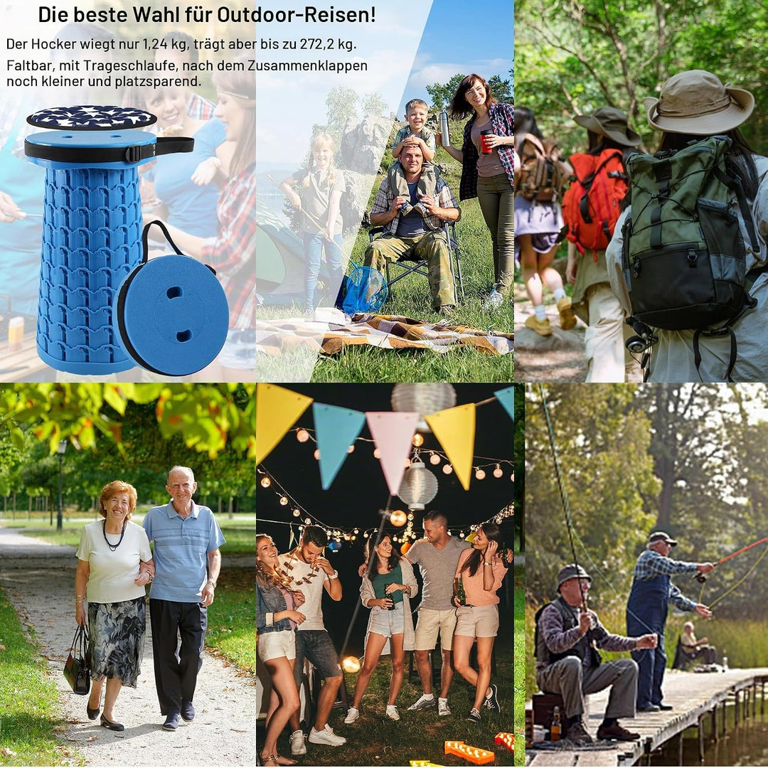 ALEVMOOM Tragbarer Klapphocker,Camping Hocker Teleskophocker,Klappbarer Hocker,Mini Leichte Campingh