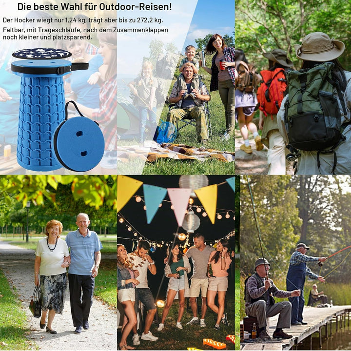 ALEVMOOM Tragbarer Klapphocker,Camping Hocker Teleskophocker,Klappbarer Hocker,Mini Leichte Campingh