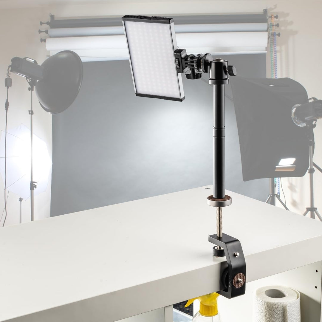 Walimex pro KX-25 Stativ Klemme mit Kugelkopf – Klemmstativ, Blitzklemme, Aluminium, ausziehbare Mit