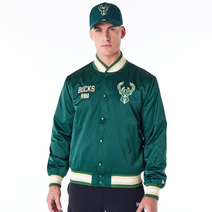 New Era NBA Bomber Milwaukee Bucks Jacke Bomberjacke Grün XXL, Grün XXL