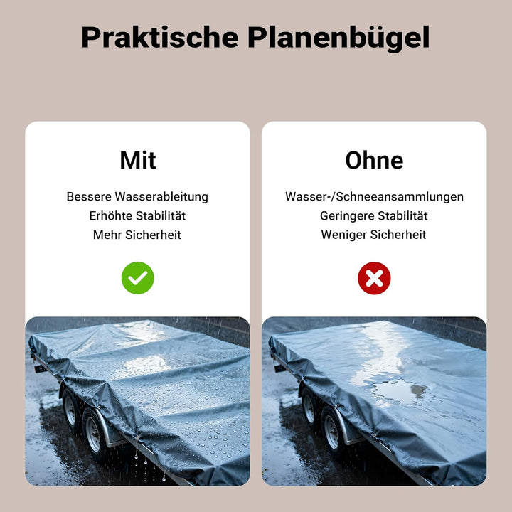 Wiltec 3X Flachplanenbügel 108-150 cm für Anhänger, verstellbare Aluminiumbügel für Anhängerplanen,