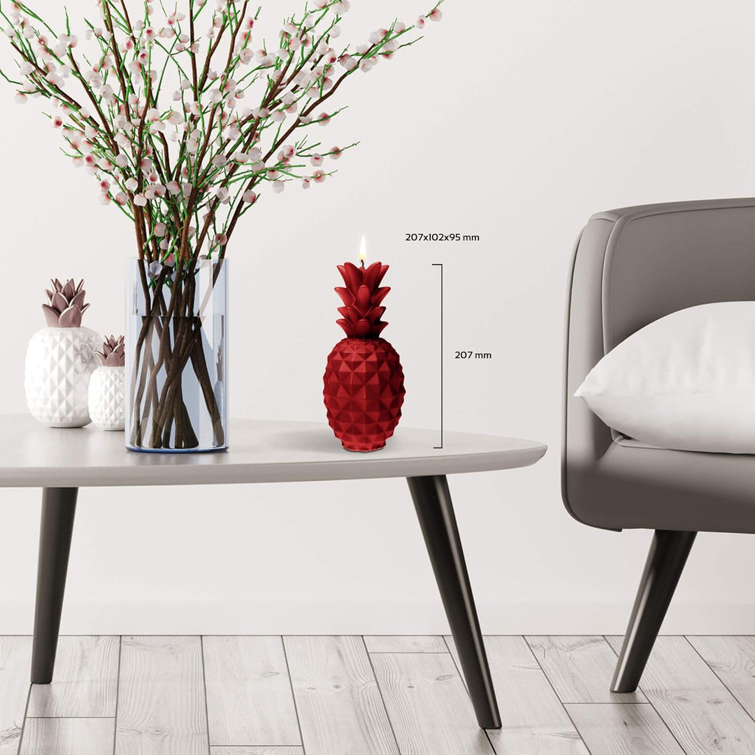 Candellana Ananas Paraffinkerze 100x100x210 mm - Rot Kerze Dekorativ - Kerzen Aesthetic 3D - Candles