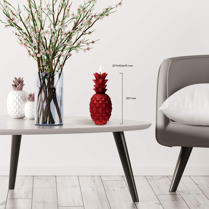 Candellana Ananas Paraffinkerze 100x100x210 mm - Rot Kerze Dekorativ - Kerzen Aesthetic 3D - Candles