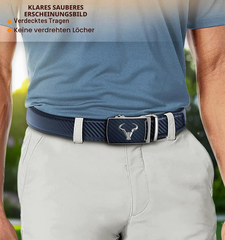 KEMISANT Gürtel Herren, Ratsche Gürtel Automatikschliesse Ledergürtel für Herren Business Anzug,Brei