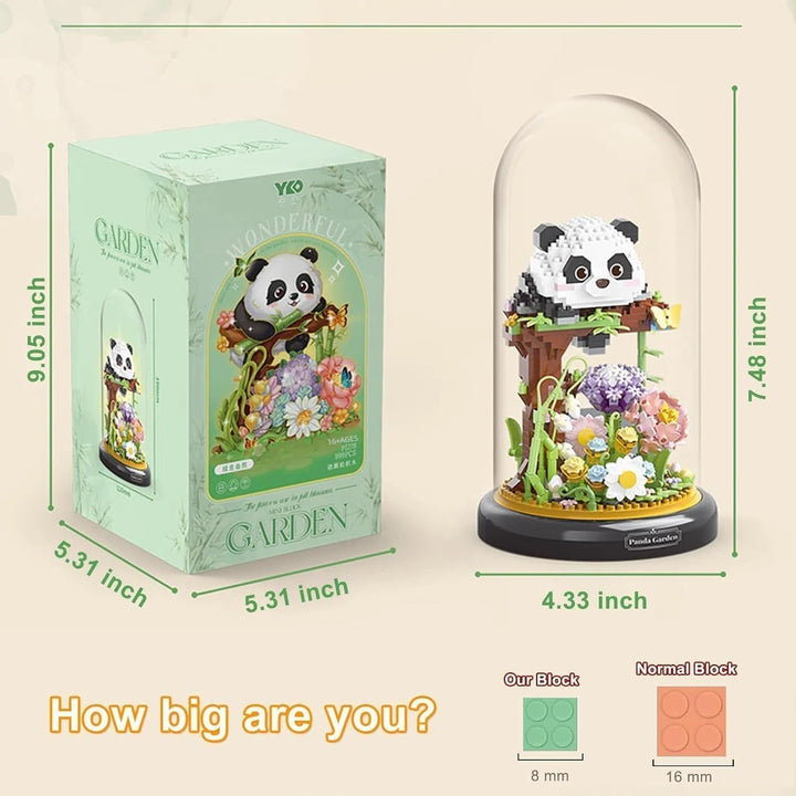 Panda Blumenstrauss Bausteine Bausatz, kreativer DIY Tiere Blumen Bauset Blumen Pflanzen Blumenstrau
