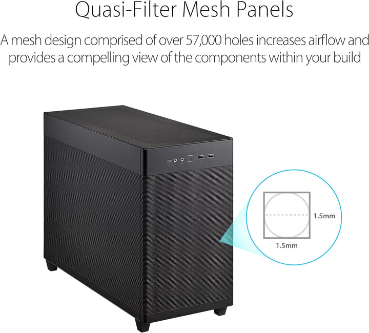 ASUS Prime AP201 MicroATX PC-Gehäuse (33 Liter, unterstützt 360-mm-Kühler, Grafikkarten bis 338 mm L