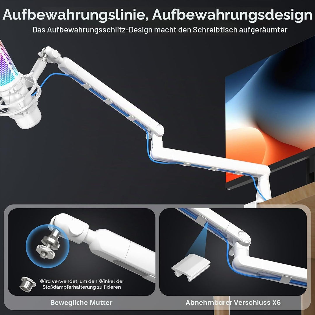 Aokeo AK-55 Mikrofonarm für den Schreibtisch, niedriges Profil, verstellbar, geeignet für Aokeo Yeti