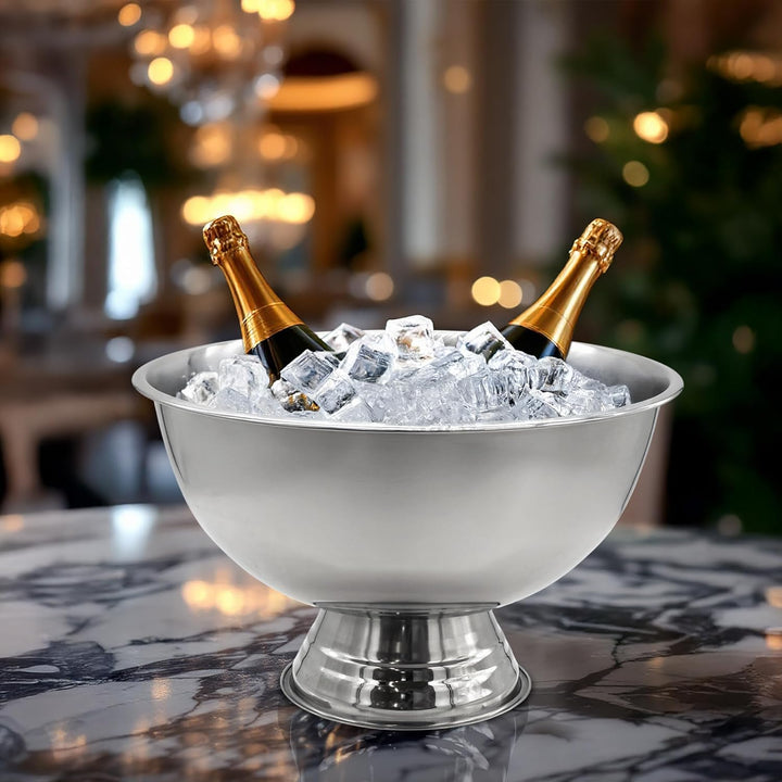 Spetebo Edelstahl Champagnerschale im edlen Design - 40 cm - Sektkühler für bis zu 6 Flaschen - Getr