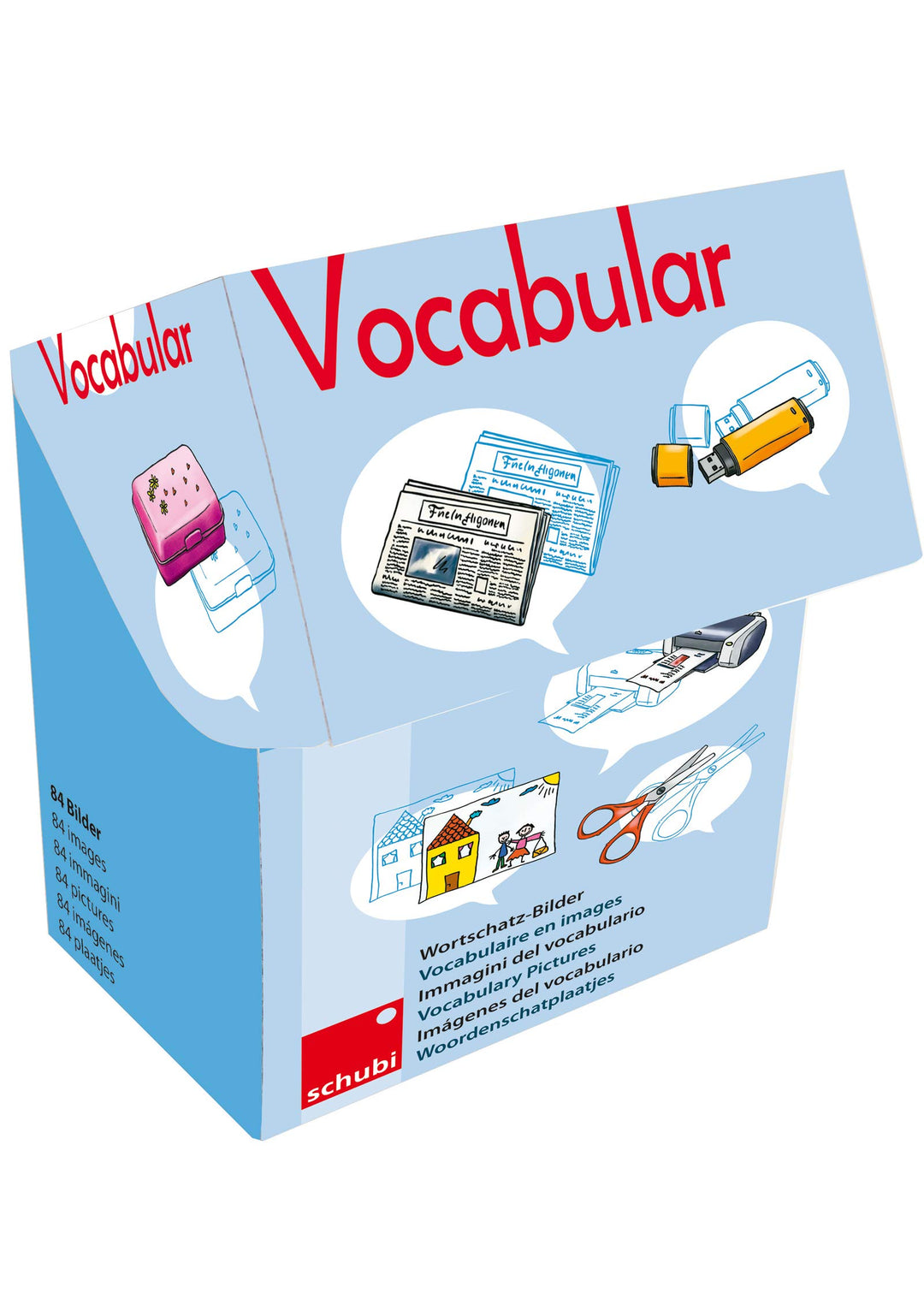 Vocabular: Wortschatzbilder Schule, Medien, Kommunikation, Spielzeug