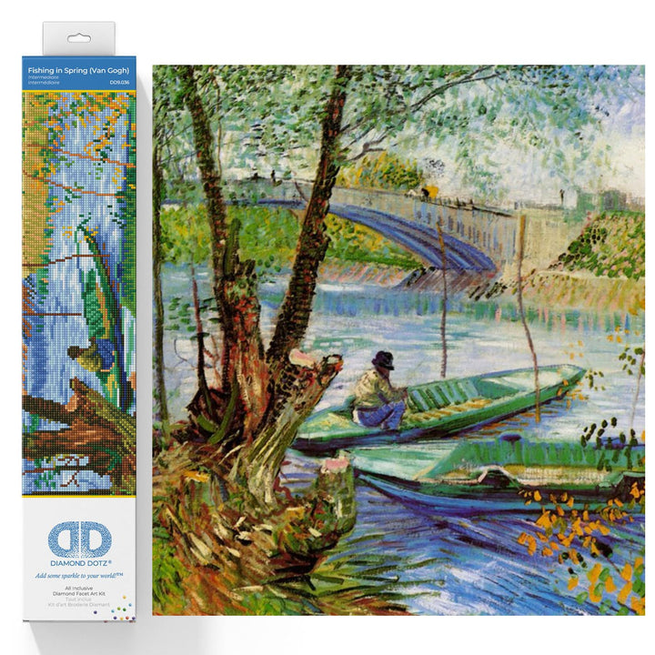 Diamond Dotz DD9-036 Angeln im Frühling (Van Gogh), ca. 50 x 40 cm gross, Diamond Painting, Malen mi