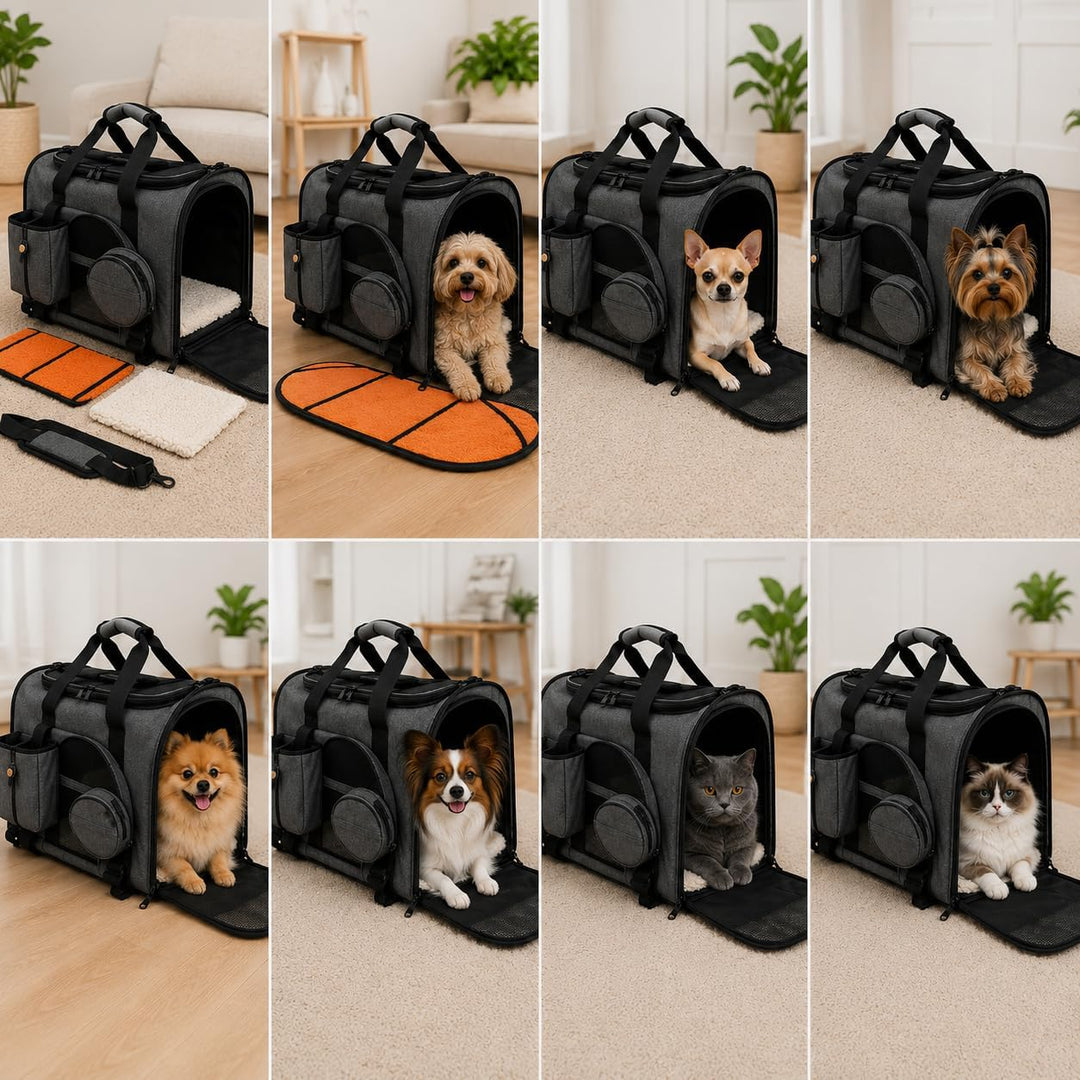 Hundetransportbox faltbar 47x27x28 cm für kleine Hunde &amp; Katzen bis 7 kg (grau), grau