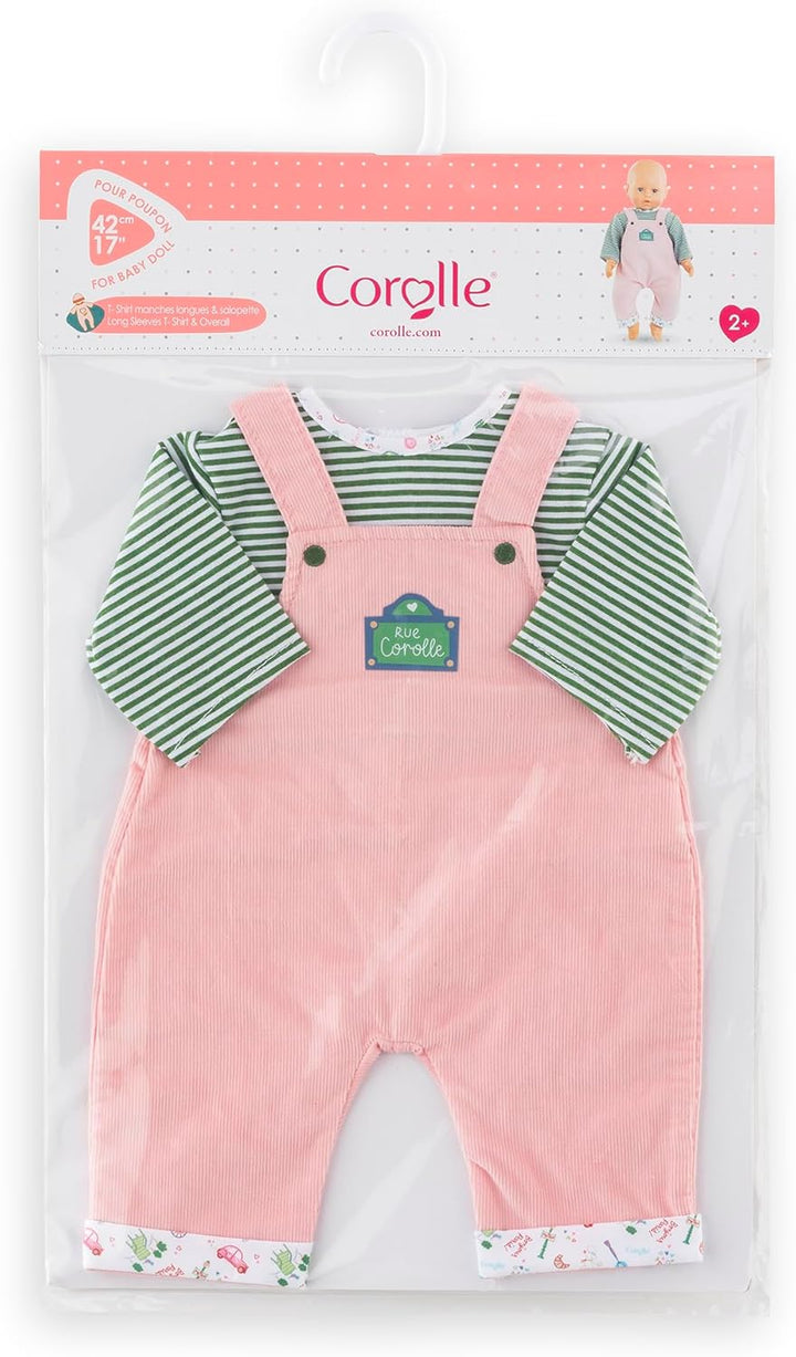 Corolle Mon Grand Poupon Shirt und Latzhose, Paris, für alle 42cm Babypuppen, ab 2 Jahren
