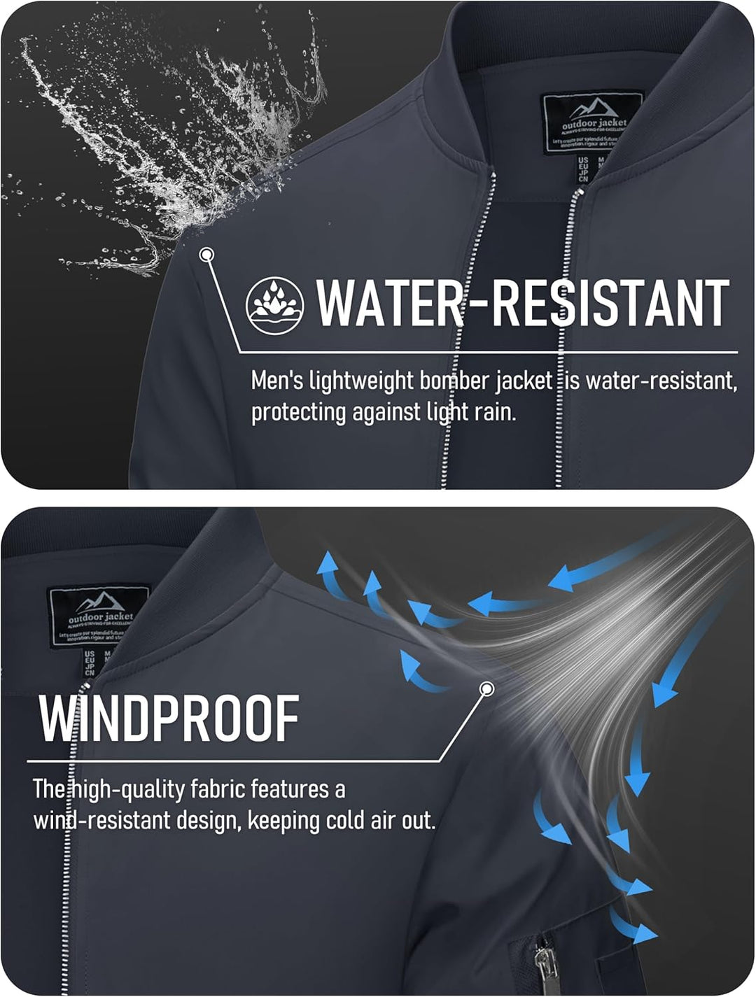 MAGCOMSEN Blouson Herren Jacke Leichte Bomberjacke Winddichte Übergangsjacke Freizeit Fliegerjacke m