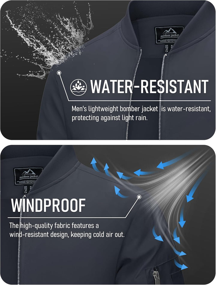 MAGCOMSEN Blouson Herren Jacke Leichte Bomberjacke Winddichte Übergangsjacke Freizeit Fliegerjacke m