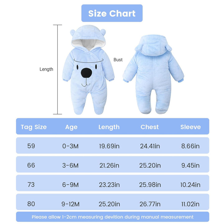 Baby Overall Winter mit Kapuze Baby Schneeanzug Flanell Strampler Winter Spieler Spielanzug mit Füss