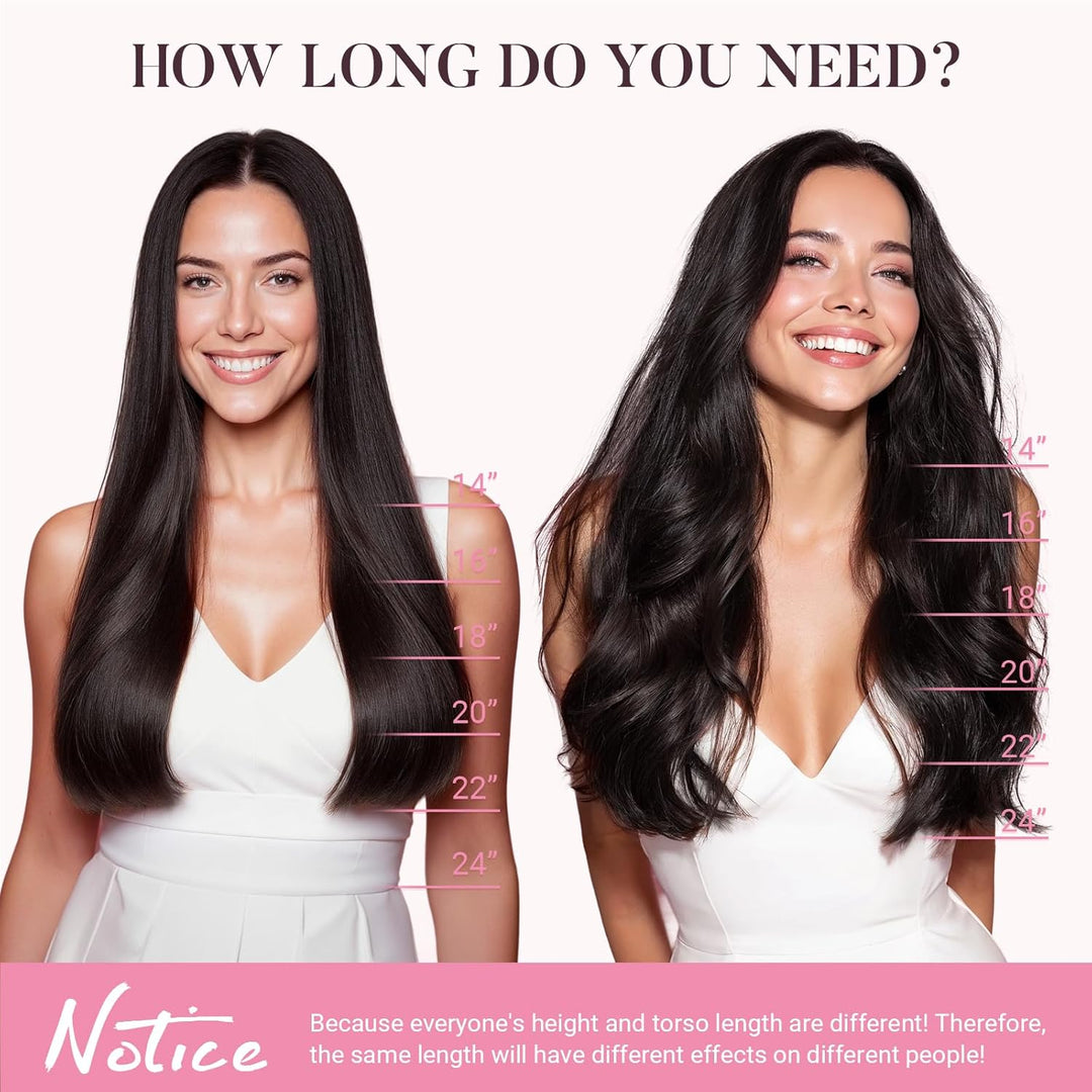 MAXITA Clip in Extensions Echthaar, 35cm 14 Zoll 120g 7 Stück Dunkelbraun Gemischt Kastanienbraun Ec