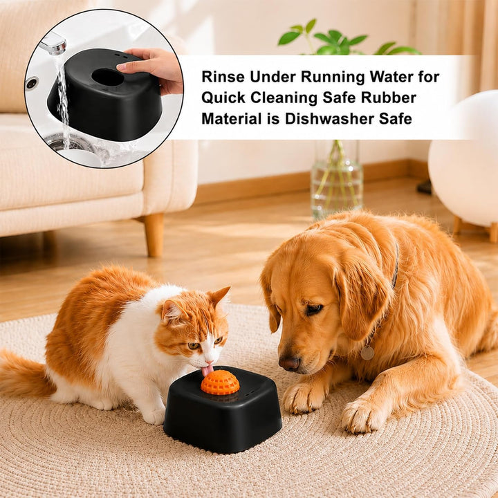 Schleckball Hund Leckspielzeug, Schwarz | Lick Bowl mit Rollball, Interaktives Hundespielzeug, Rutsc