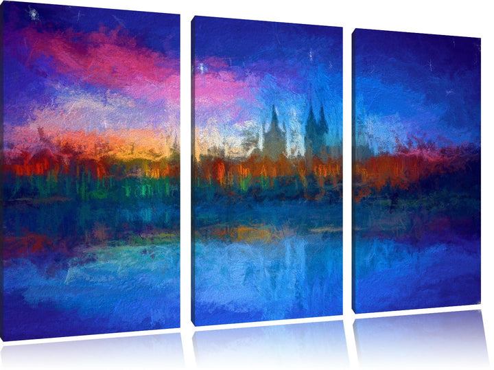Polarlichter über der Skyline von Köln Spezial 3-Teiler Leinwandbild 120x80 Bild auf Leinwand, XXL r