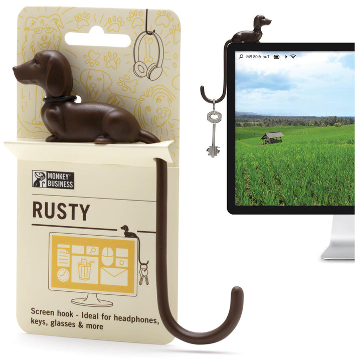 Monkey Business Rusty der Hundeschwanz-Haken für Monitor, Kopfhörerhalter & Organizer, dekorativer K