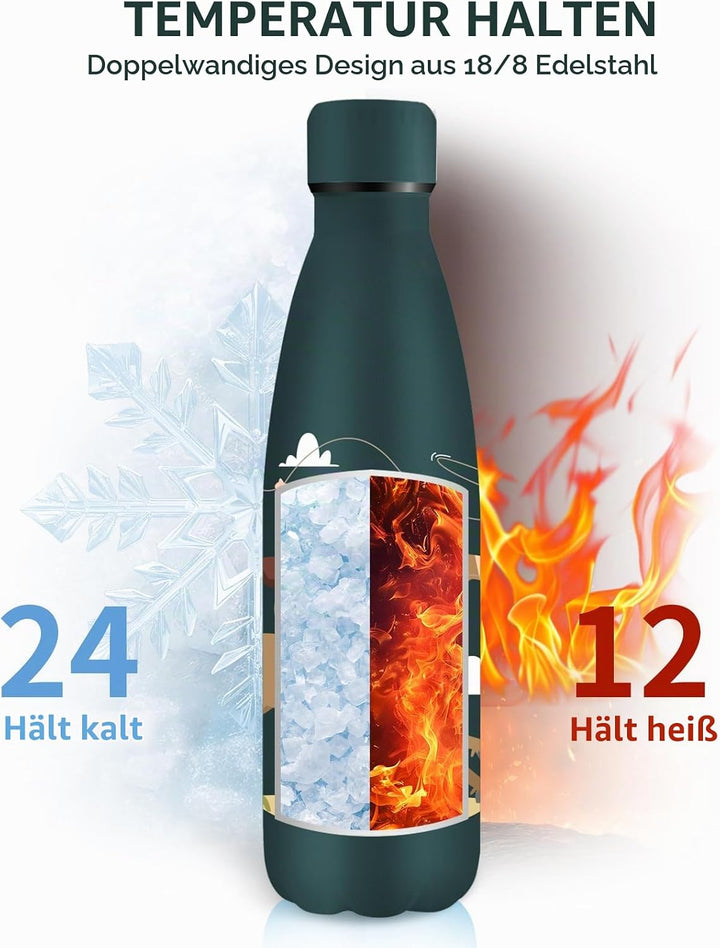 Grsta Trinkflasche 500ml, Trinkflasche Edelstahl, Wasserflasche für Kohlensäurehaltige Getränke, Iso