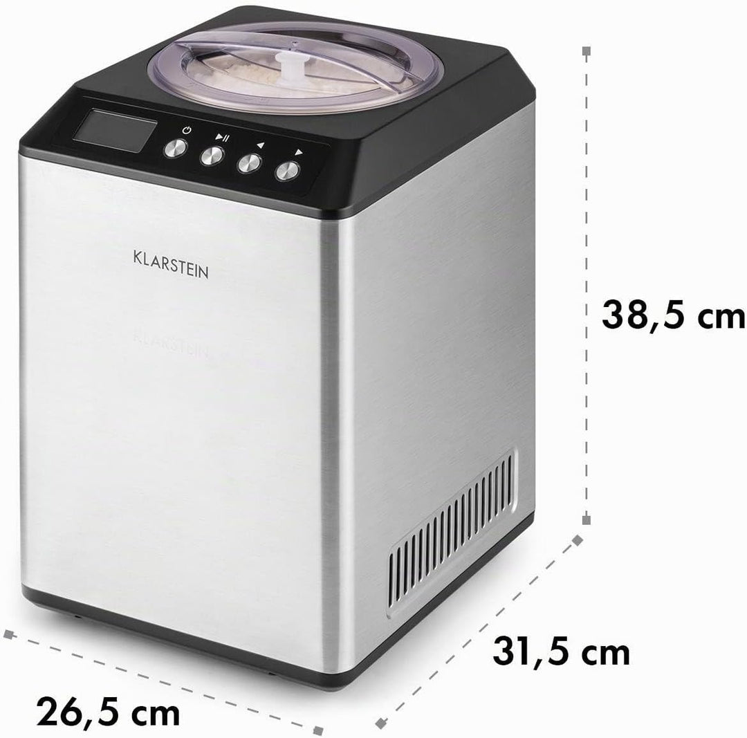 Klarstein Vanilla Sky Family - Eismaschine, Eisbereiter, Speiseeismaschine, Kühlhaltefunktion, LED-D