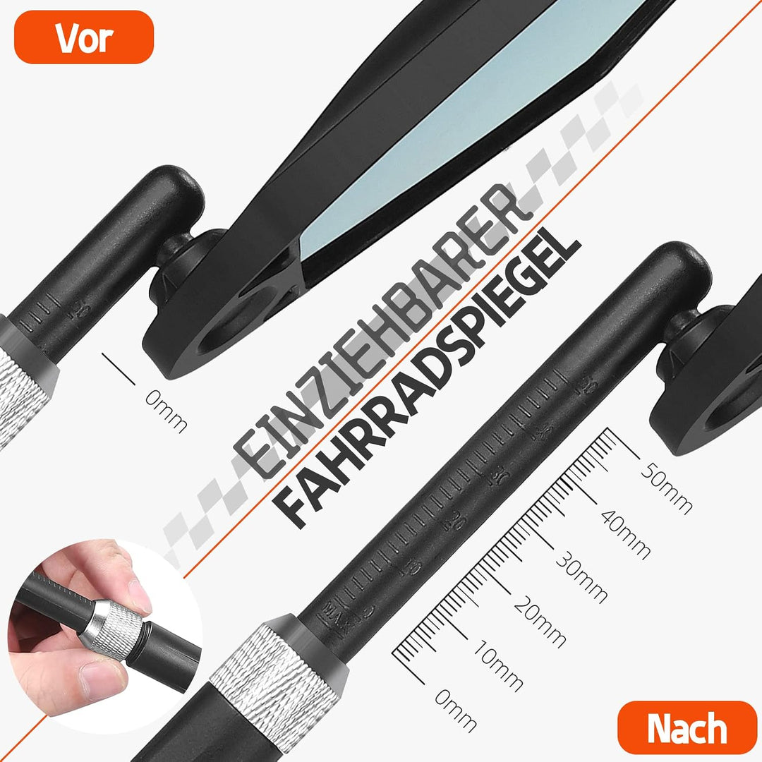 Fahrradspiegel für E-Bike - FahrradRückspiegel Klappbar für Lenker 20-23mm, Fahrrad Spiegel Einziehb
