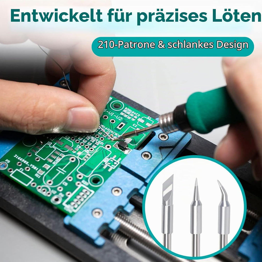 YIHUA 982 Präzisions Lötkolben Stations Kit mit digitalem LCD-Display, 210 Lötspitzenkartuschen, Löt