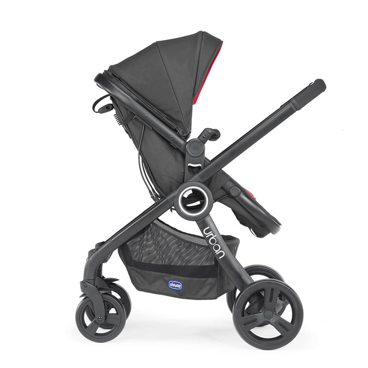 Chicco 06079418950000 Urban Plus Gestell mit Halbfester Babyschale inklusiv Regenschutz, Frontbügel,