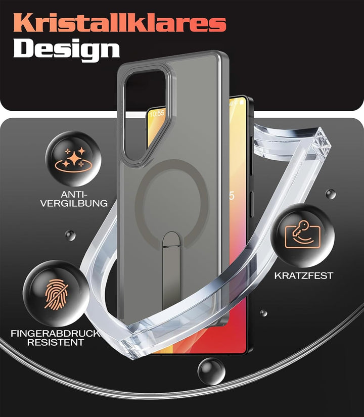 Giyer Magnetisch Handyhülle für Samsung Galaxy S24 Ultra Hülle mit Ständer Schutzfolie, Schutzhülle