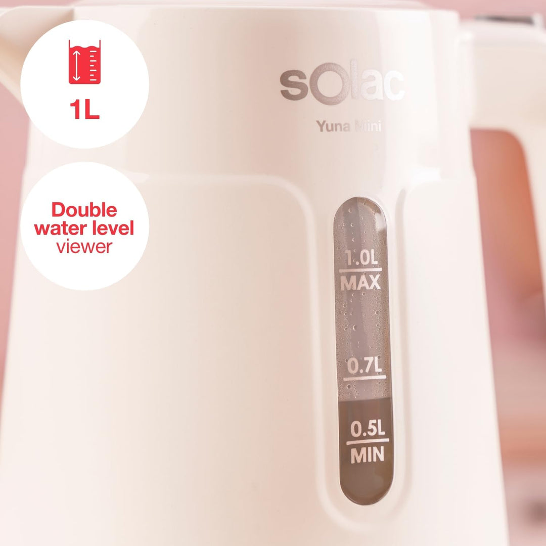 Solac – Elektrischer Wasserkocher Yuna Mini, 2200W, 1L, 360°-Basis, Automatische Absc