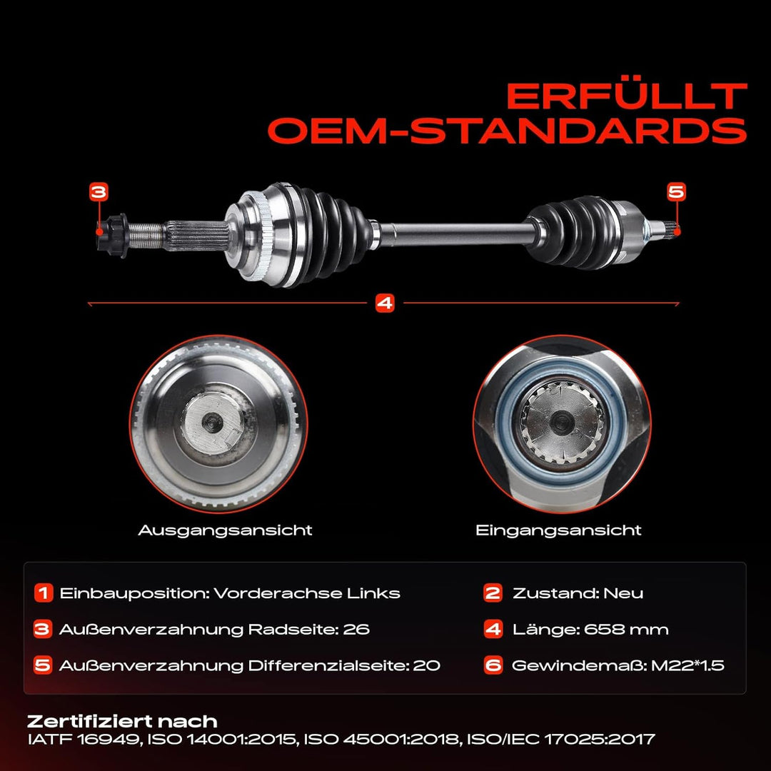 Frankberg Antriebswelle Vorne Links Kompatibel mit Prius Liftback W2 1.5L 2003-2009 4342047020, Vorn