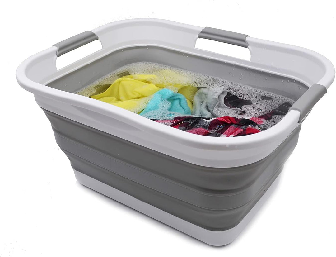 SAMMART 30L Faltbarer Wäschekorb aus Kunststoff – Faltbarer Pop-Up-Aufbewahrungsbehälter/Organizer –