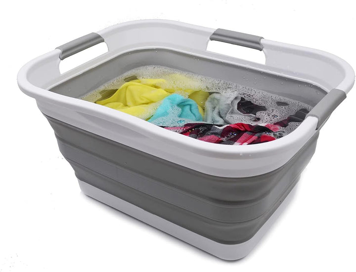 SAMMART 30L Faltbarer Wäschekorb aus Kunststoff – Faltbarer Pop-Up-Aufbewahrungsbehälter/Organizer –