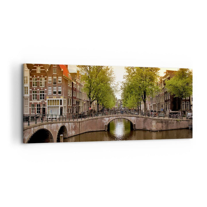 Wandbilder Dekoration Wohnzimmer Kanal Wasser Amsterdam Fahrrad Panorama Bilder auf Leinwand 120x50c