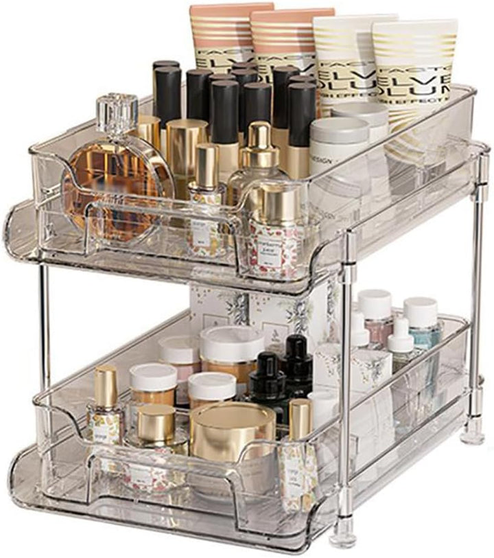 2 Tier Schrank Organizer, Clear Badezimmer Pull Out Schminktisch Organizer, Parfüm StäNder Aufbewahr