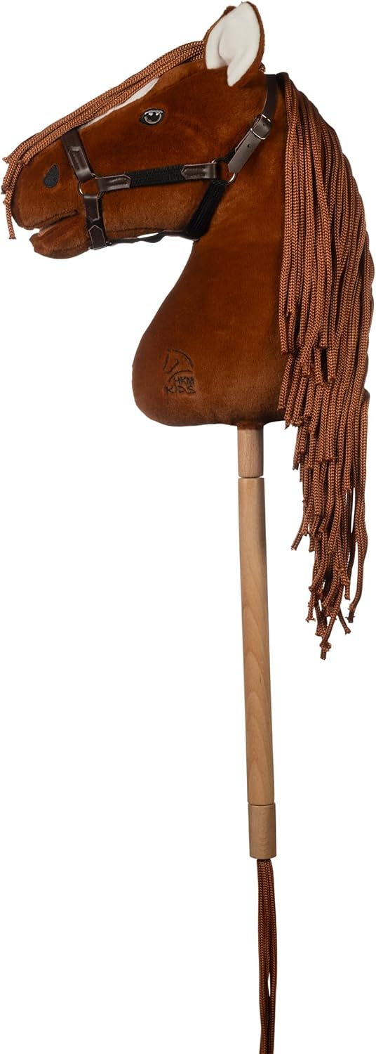 HKM - Hobby Horse Premium, Dunkelfuchs mit Halfter, Schweif & abschraubbarem Stock, Steckenpferd für