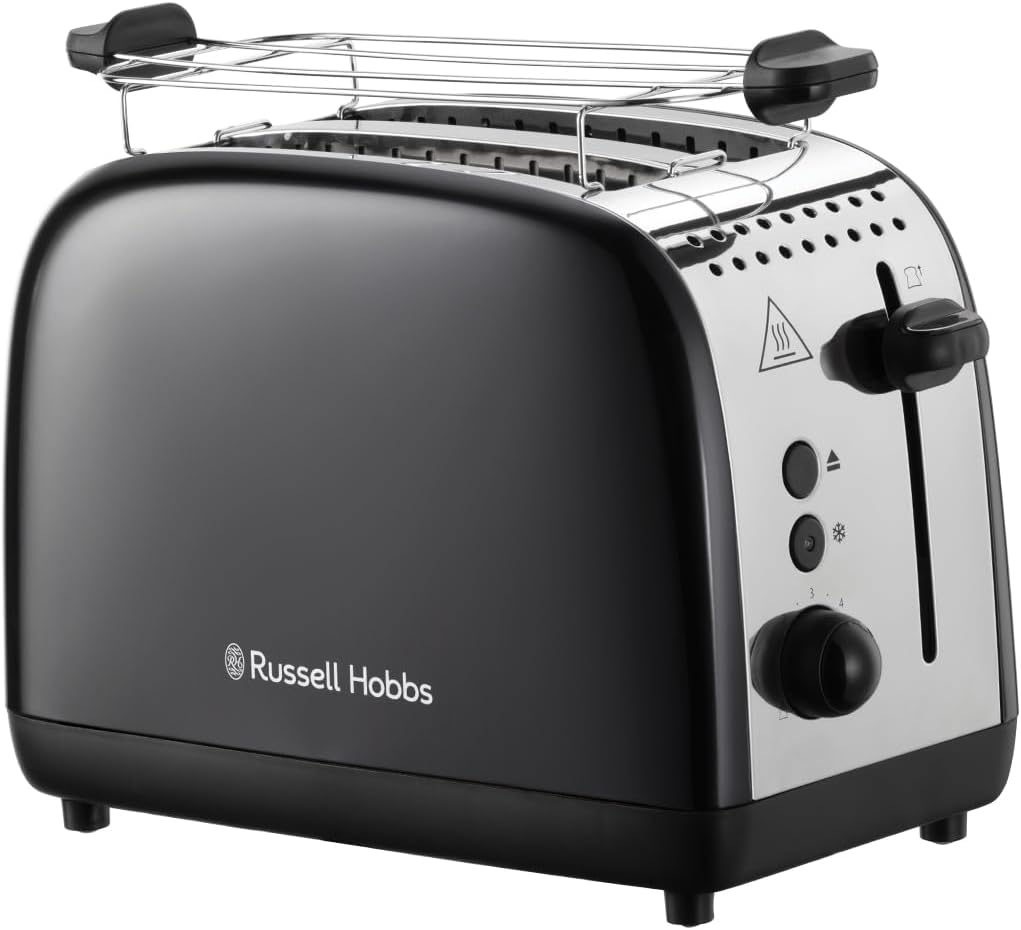 Russell Hobbs Toaster [für 2 Scheiben] Colours Plus Edelstahl Schwarz (extra breite Toastschlitze, i