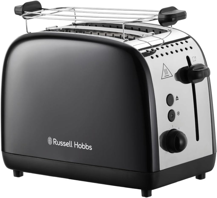 Russell Hobbs Toaster [für 2 Scheiben] Colours Plus Edelstahl Schwarz (extra breite Toastschlitze, i