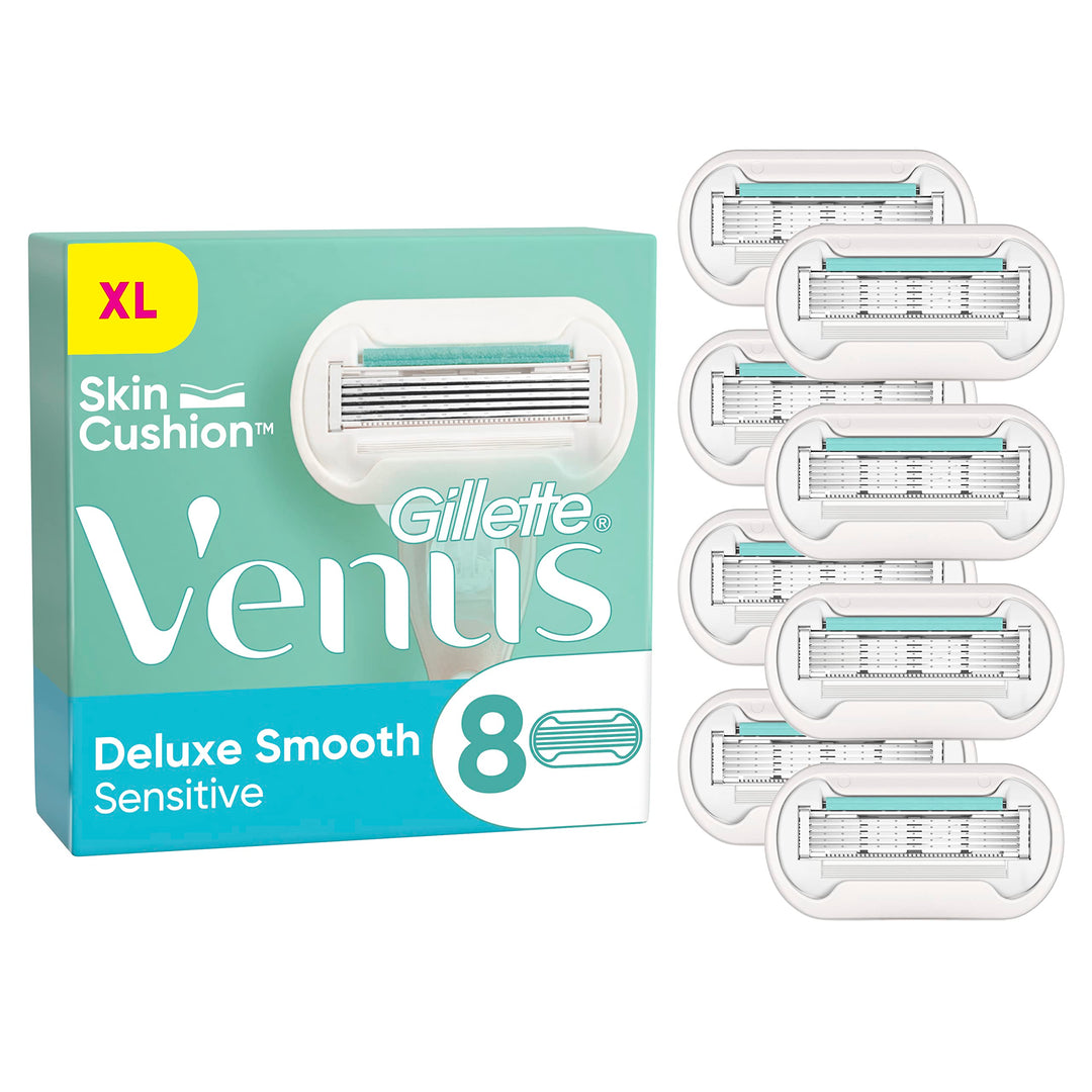 Gillette Venus Deluxe Smooth Sensitive Rasierklingen für Rasierer Damen, 8 Ersatzklingen für Damenra