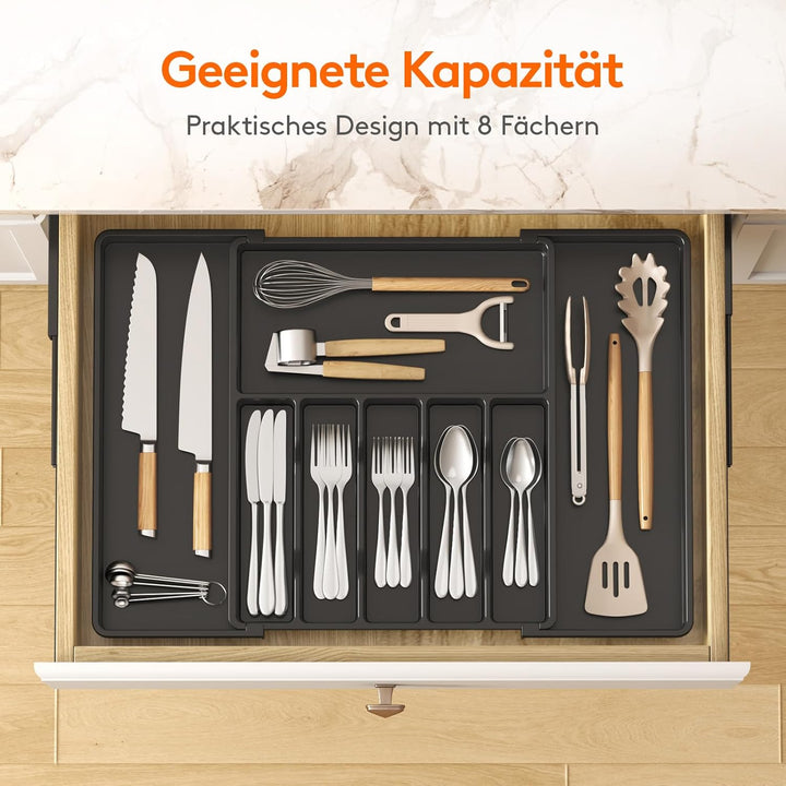 Lifewit Besteckkasten für Schubladen 40 50, verstellbarer Kunststoff Organizer Küche Tiefe 47 cm, Be