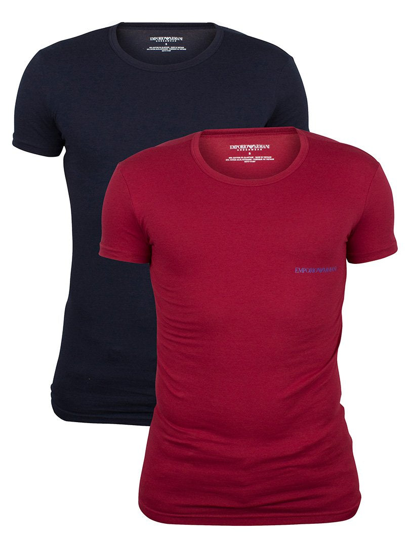Emporio Armani Zwei Pack Rundhals t-Shirt XL Marine & Rot