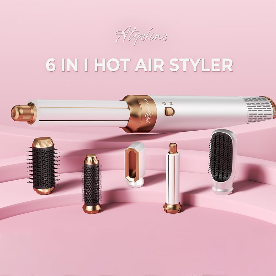 Atopskins Hairstyler 6 in 1 Airbrush Haarstyler Pro Air Styler mit Haartrockner, Auto-Hair Wrap, War